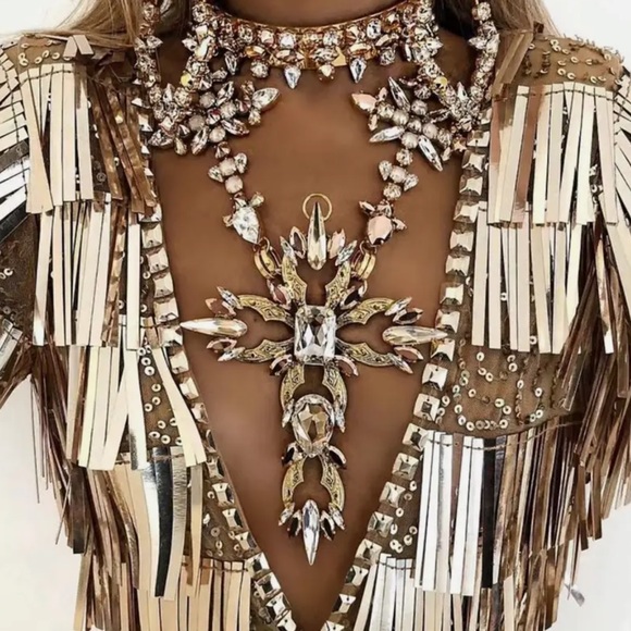 🌸 TRUST UR JOURNEY 🌸 GYPSY CHIC TRENDY BOHEMIAN FRINGE MAXI DRESS FEATHER BEBE - Picture 10 of 16